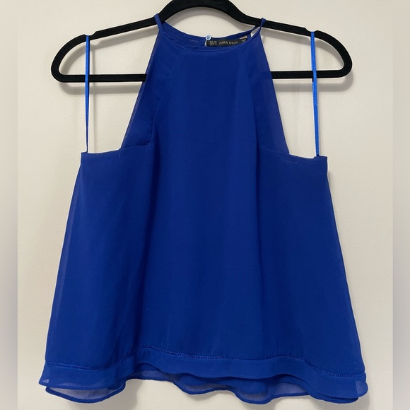 Zara Basic Women’s Small Sleeveless Blouse Tank Top Royal Blue - Picture 1 of 5